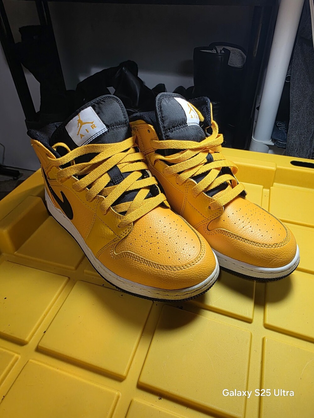 Nike Air Jordan 1 Low — Yellow/Black Kids Sneakers